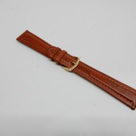 Horlogebandje Midden bruin witte stiksel 20mm