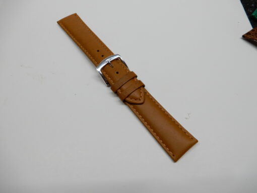 Horlogebandje 20 mm licht bruin stevig gestikt
