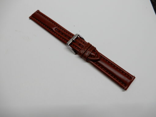 Horlogebandje bruin 18 mm stevig gestikt