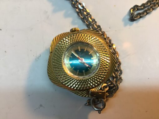 Sonico goudkleurig dames halshorloge met ketting - Afbeelding 2