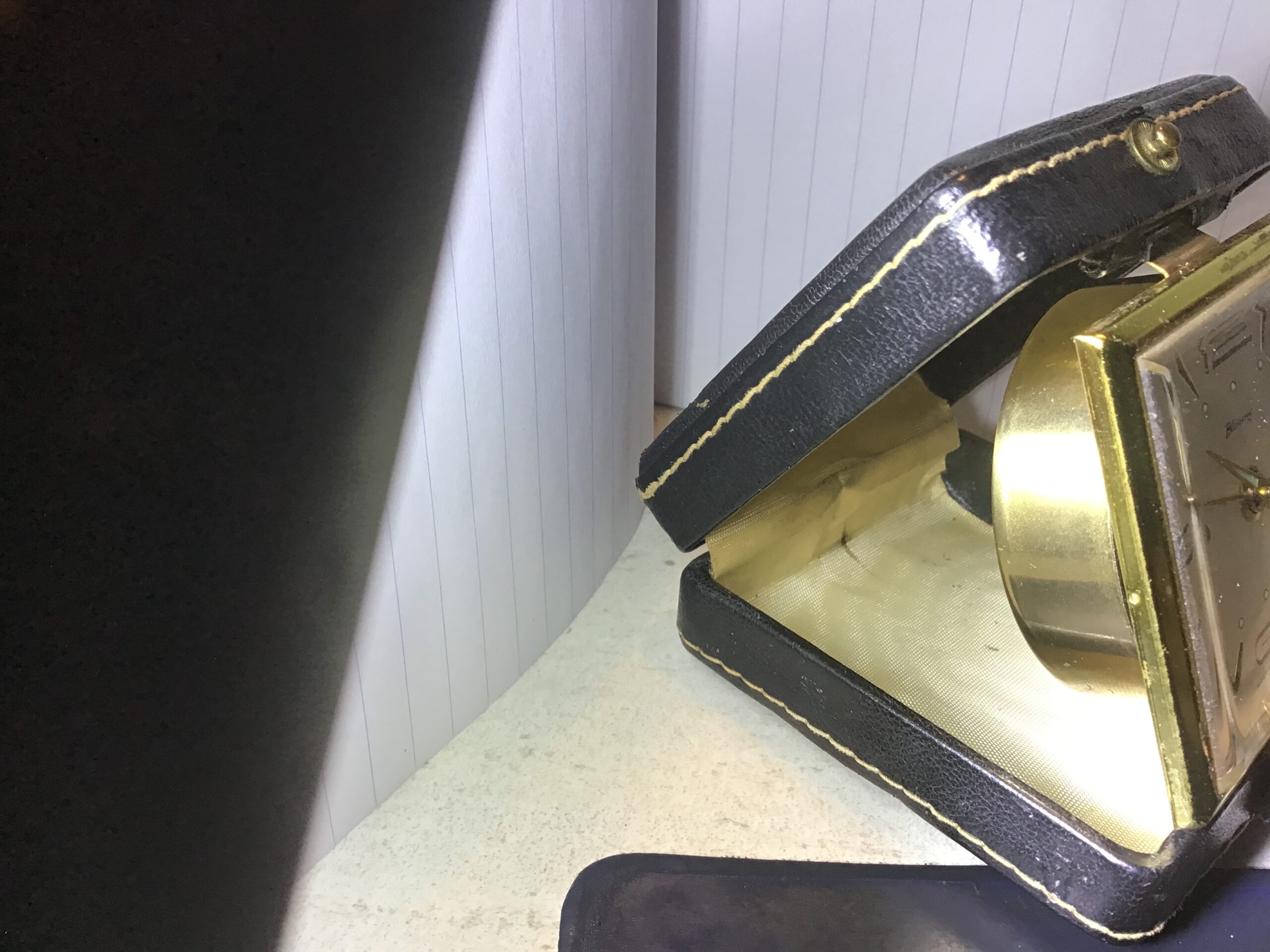 Blessing reiswekker in lederen etui no 2218 - Afbeelding 4